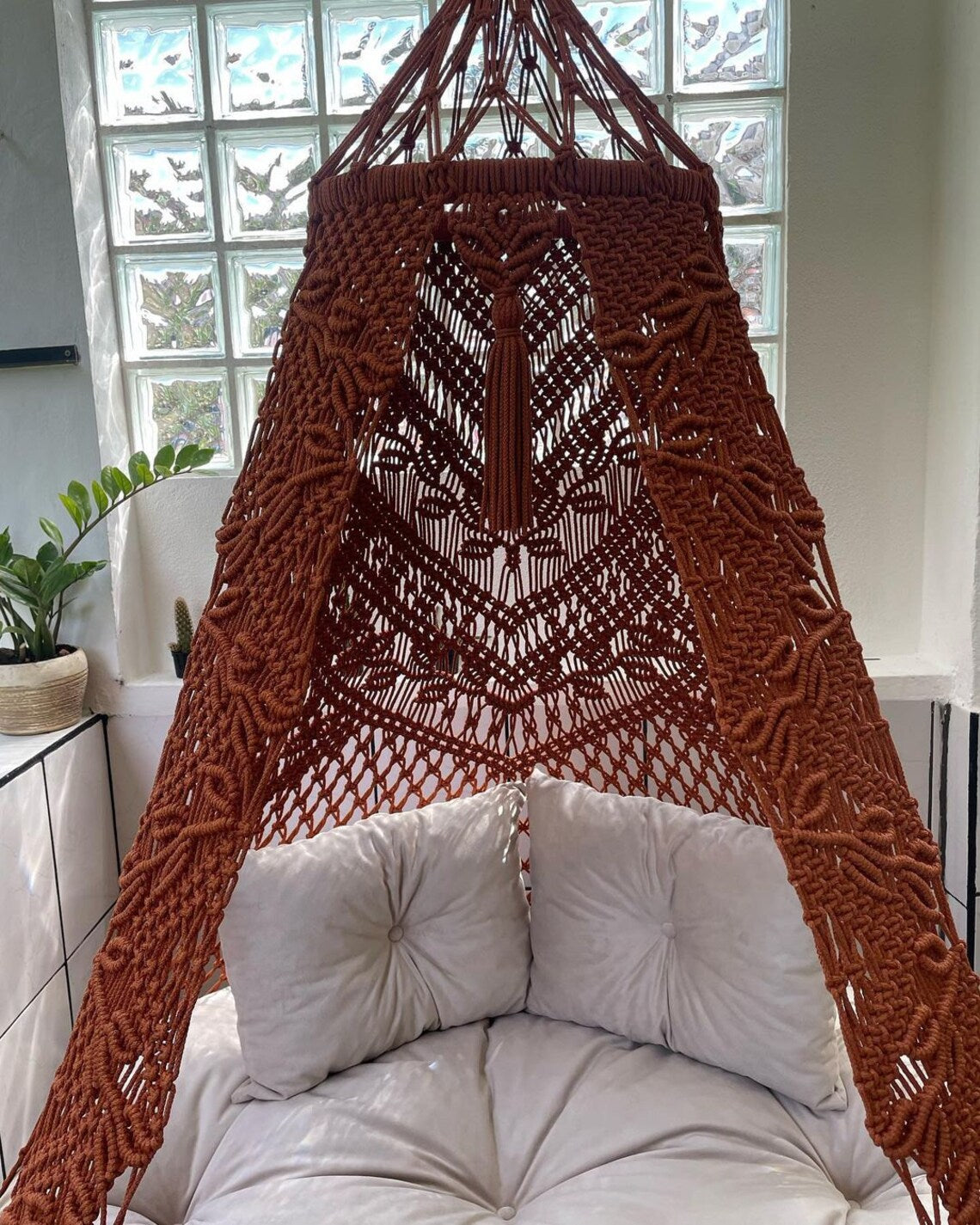 Macrame Swing For Adults 40 inches Brown - Leechoo